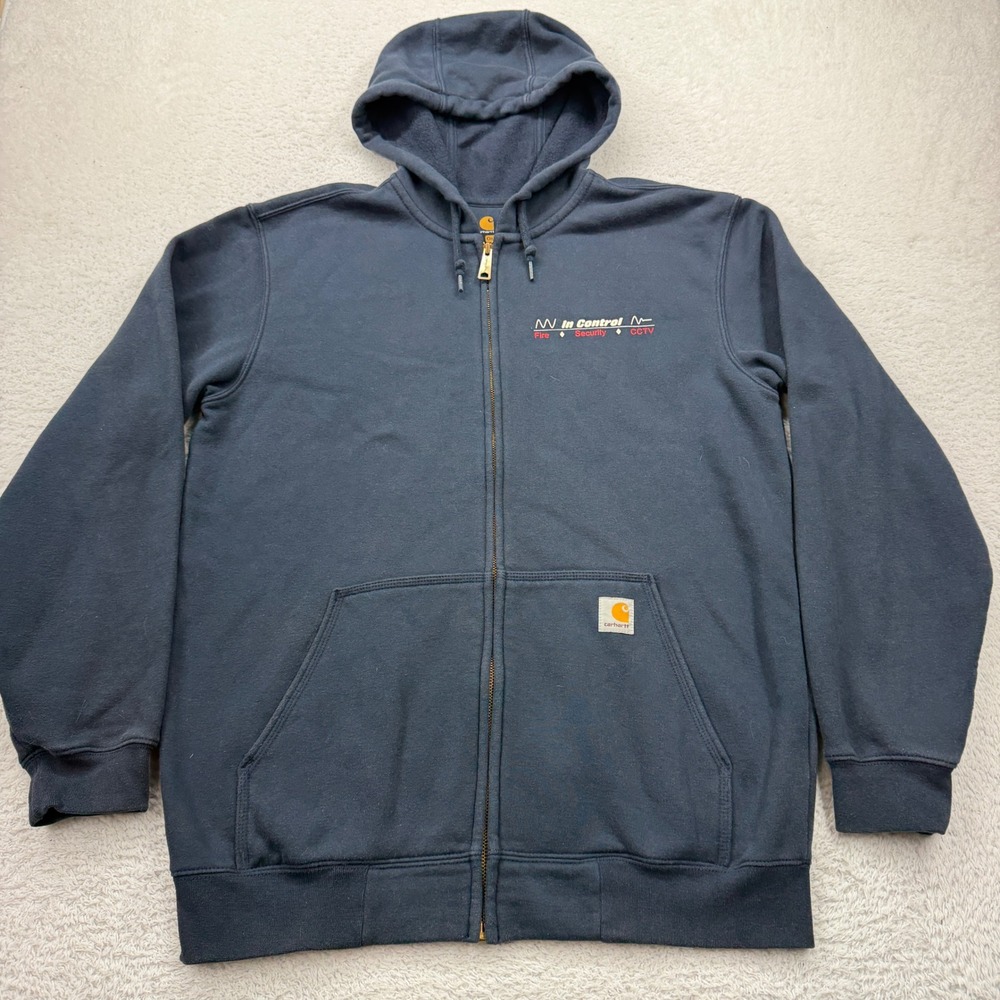 Carhartt Mens Navy Blue Full Zip Hoodie In Control Security Workwear Medium